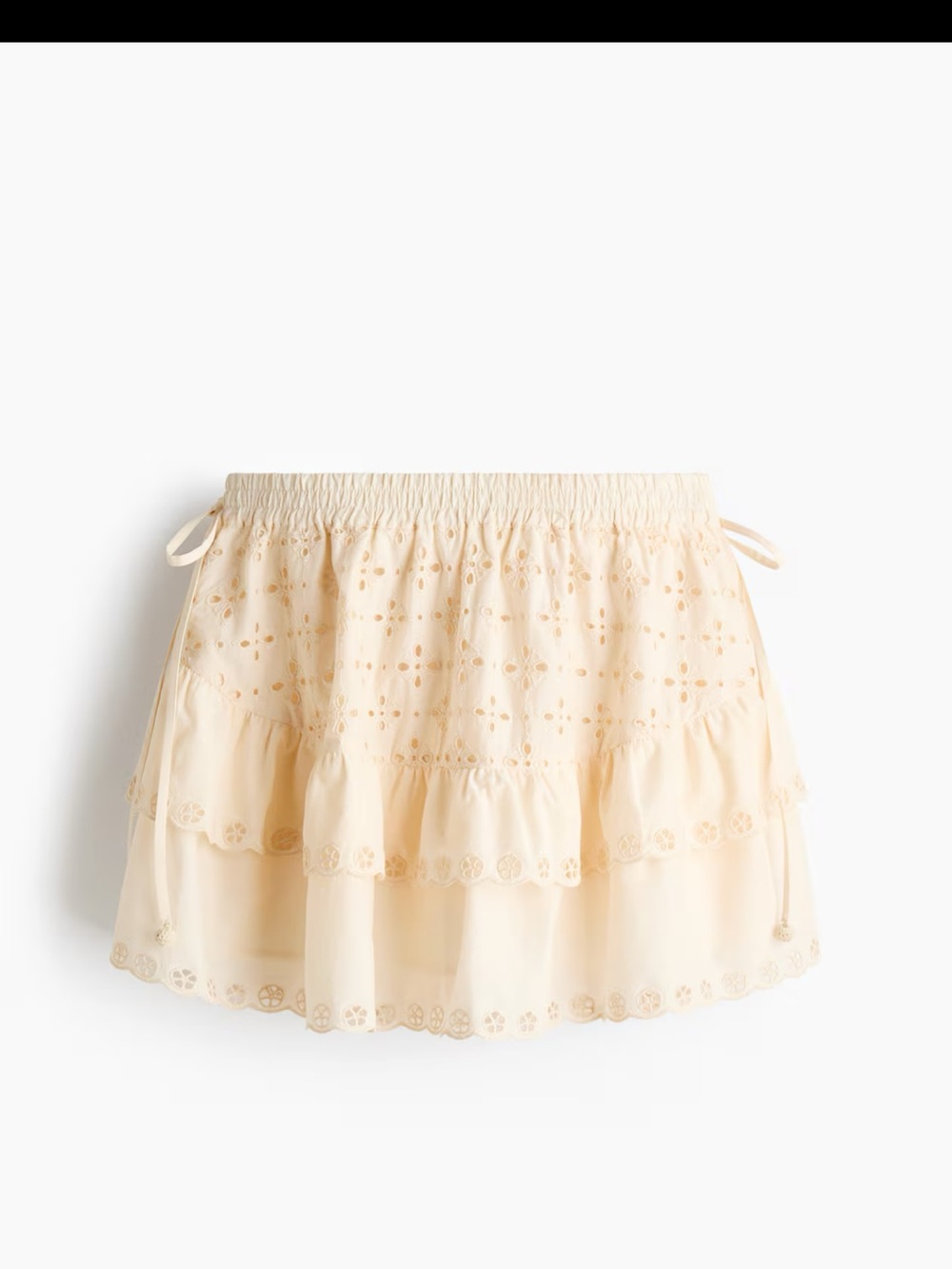 Brand new H&M Cream Eyelet Ruffle Tier Mini Skirt